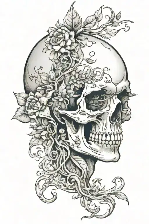 Profile Skull With Nature Setting