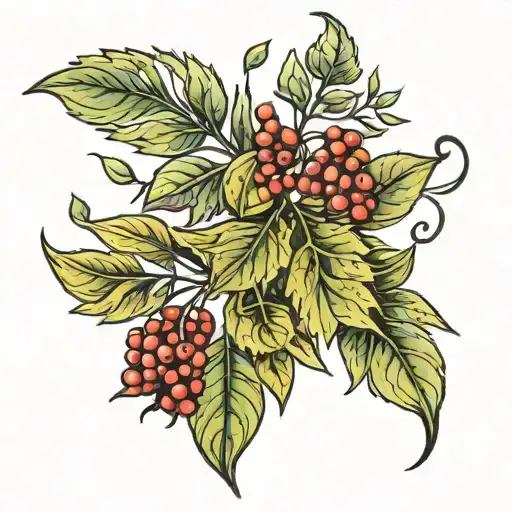 Willow Leaf And Rowan Leaf Intertwined