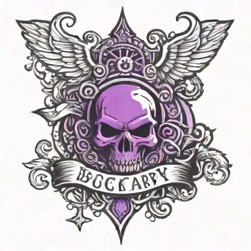 A Gang Purple And Black Tattoo That Says Blackops