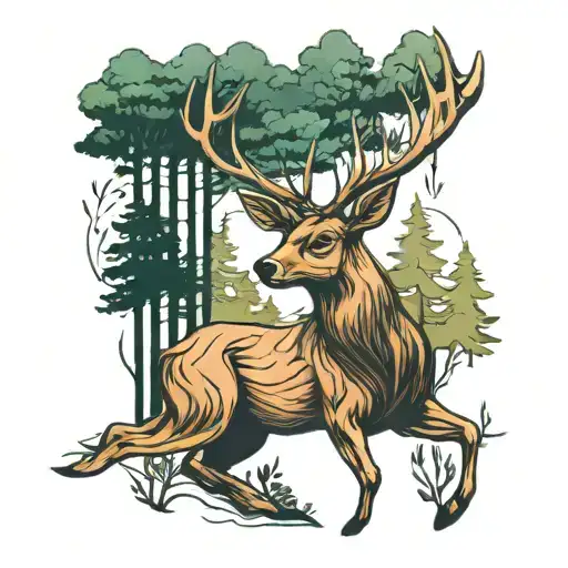 Deer With Forest