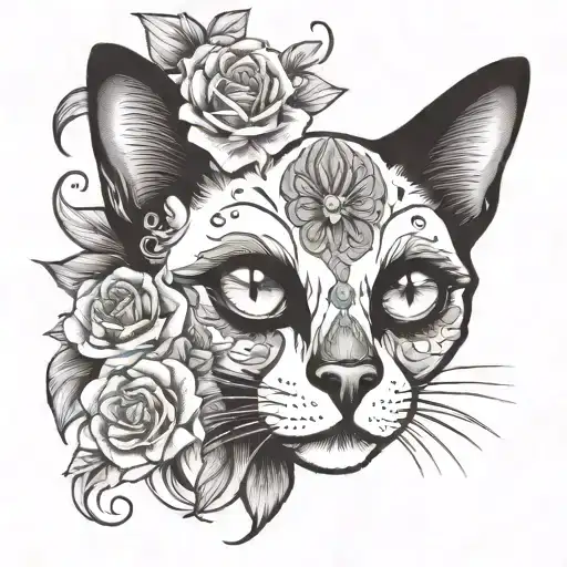 Sugar Skull Siamese Cat