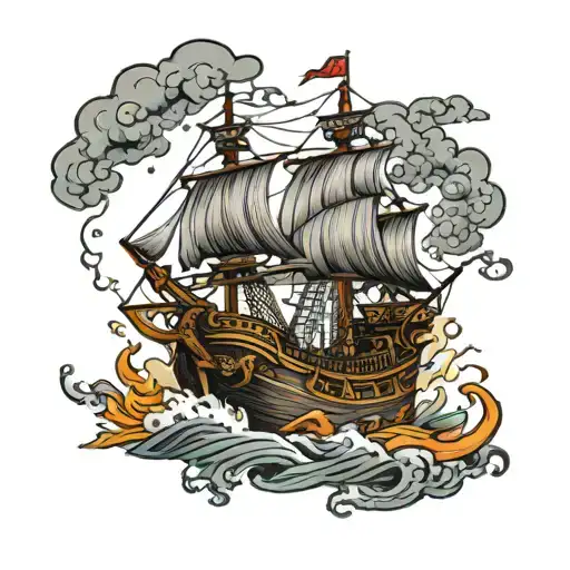 A Pirate Ship In A Storm