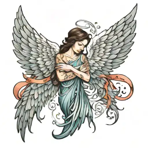 Angel Wings That Gradually Turn Into Flowing Water