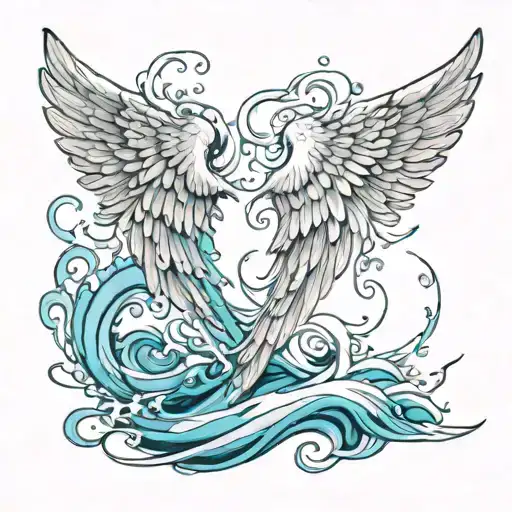 Angel Wings Made Out Of Flowing Water