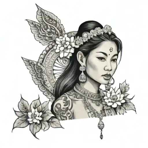 Pretty Laotian Girl Symbolizing Her Ethnicity