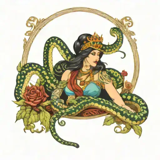Empress Tarot Card With A Snake Wrapped Around It