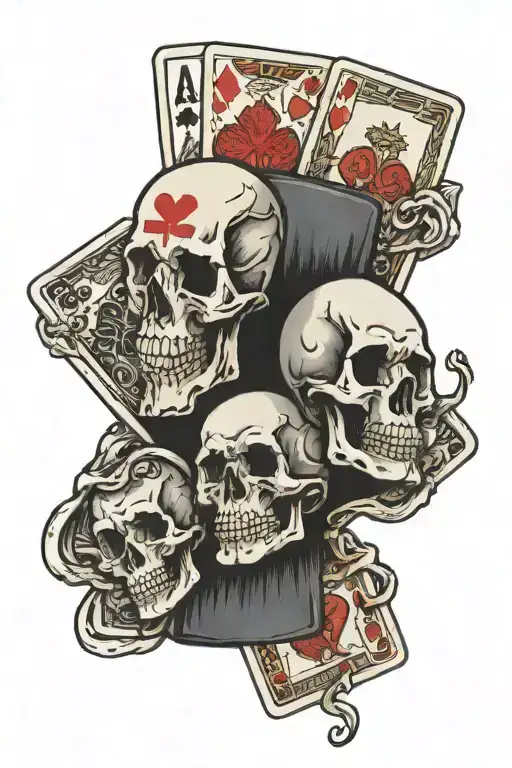 Skeleton Hand Holding Four Aces Symbols At The Top