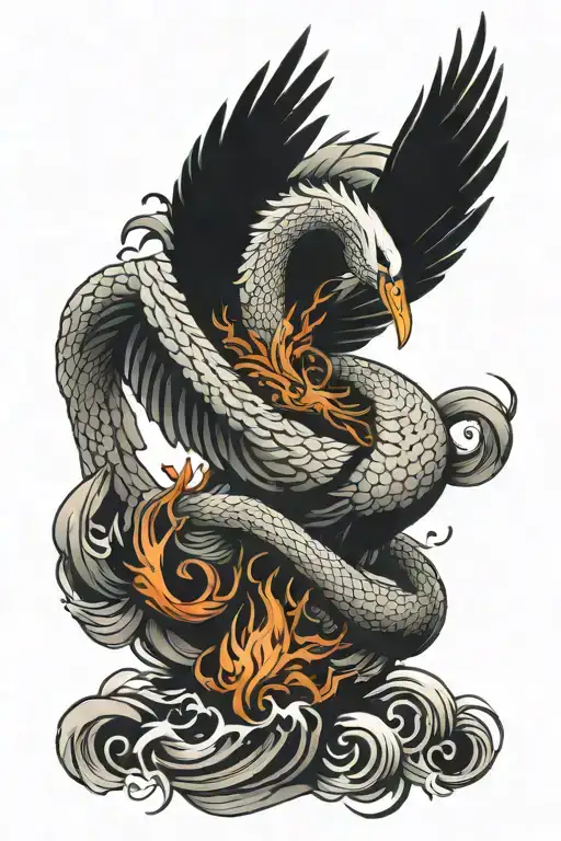 Swan With Dragon Wings Flying