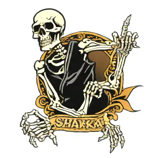 Skeleton Holding Shaka Sign