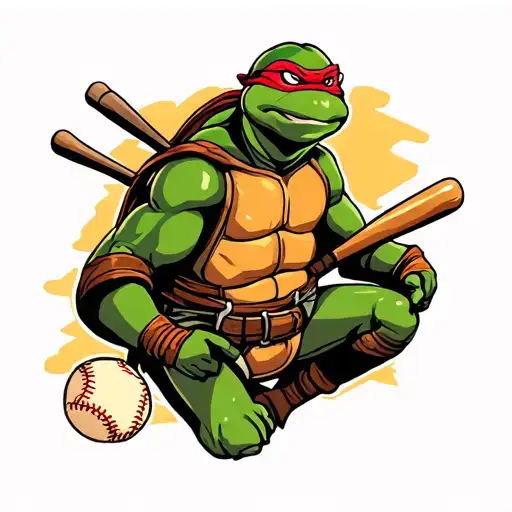 Ninja Turtle Playing Baseball