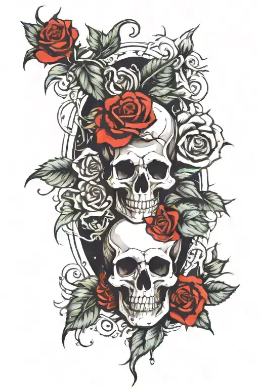 Skull And Rose Surrounded