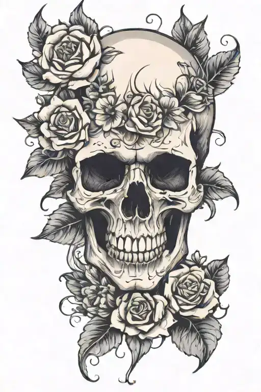 Skull And Flowers Surrounded
