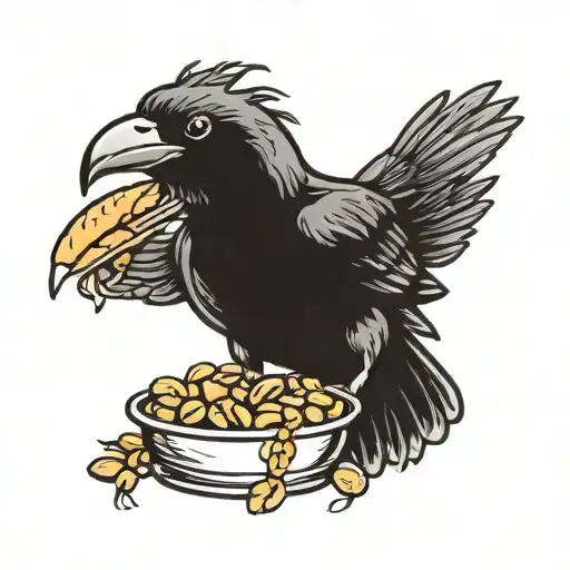 Crow Eating Peanuts