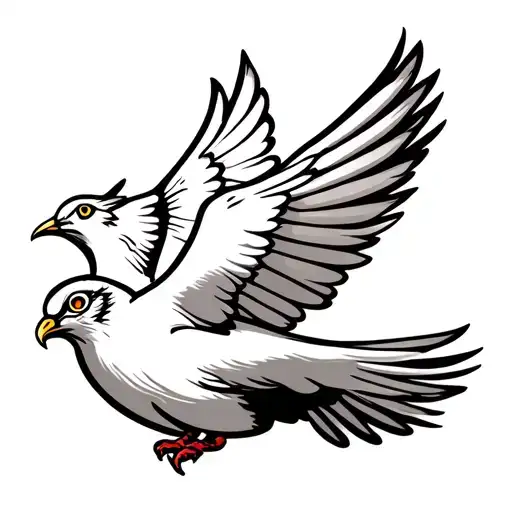 Flying White Dove With Snake Eyes