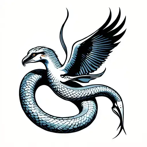 White Snake Bird Flying