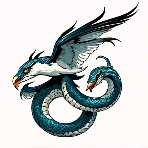 White Snake Bird Flying