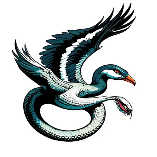 White Snake Bird Flying