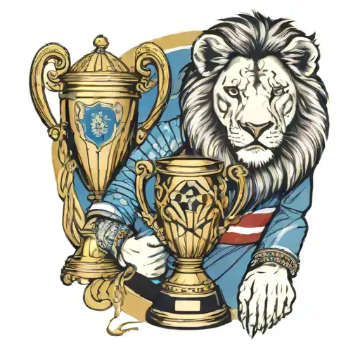 Half Lion Half Lionel Messi With Worldcup Trophy