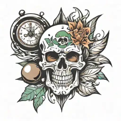 Skull Spikes Number 13 Watch Billiard Ball Luck