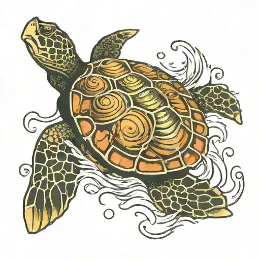 Turtle Sea Waves Algae