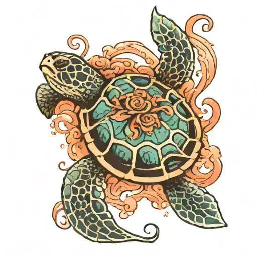 Turtle Sea Coral Waves