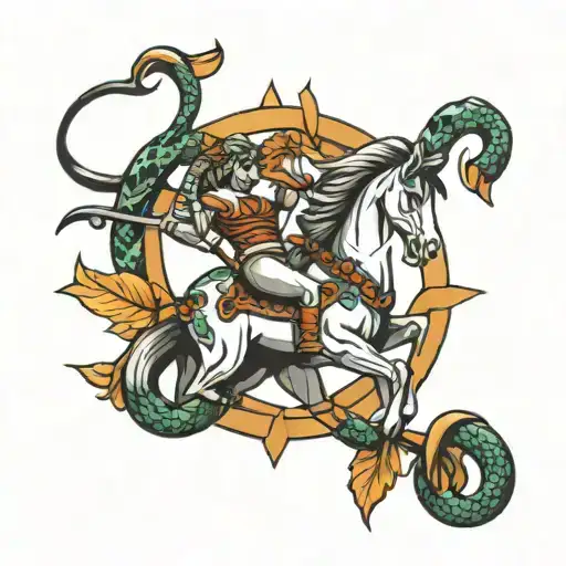 Centaur And Snake Wrapped On Bow