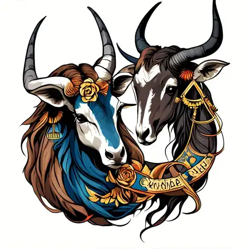 Taurus And Libra Symbol Intertwined
