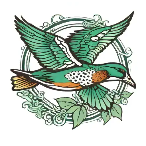 Green Wing Teal Duck Flying