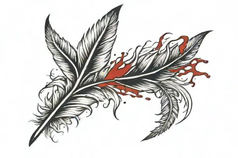 Feather With Blood Leaking