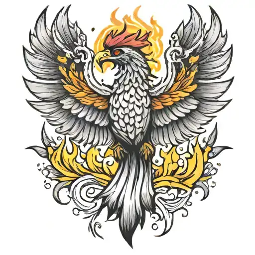 Flaming Phoenix Rising From Ashes