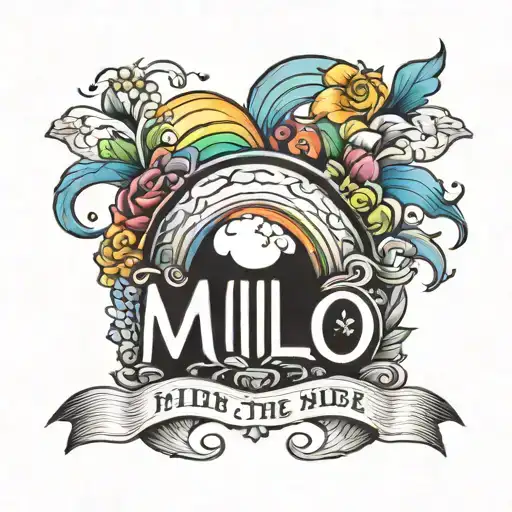 Black And White Rainbow With The First Name Milo