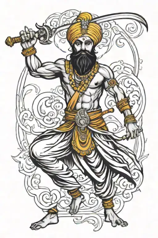 Sikh Warrior Wielding A Sword