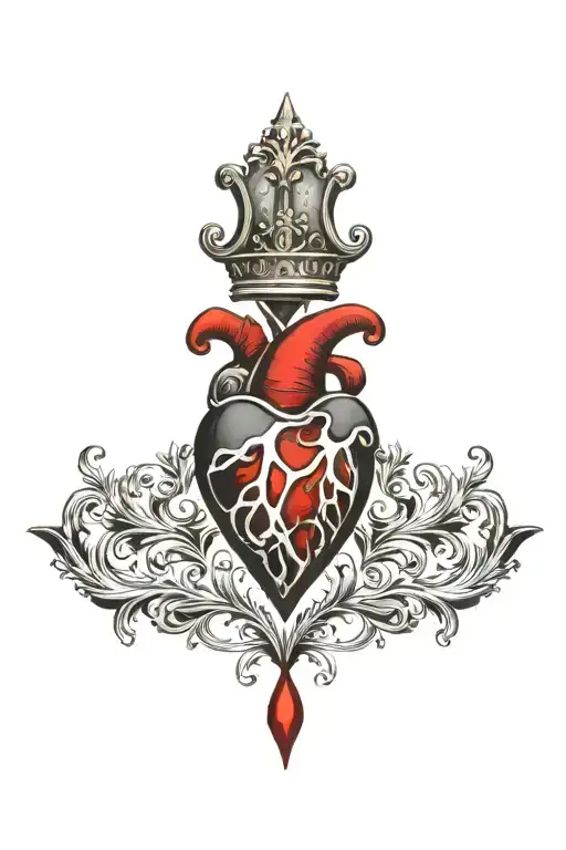 Gothic Heart Shaped Jewel Stabbed And Dripping Blood