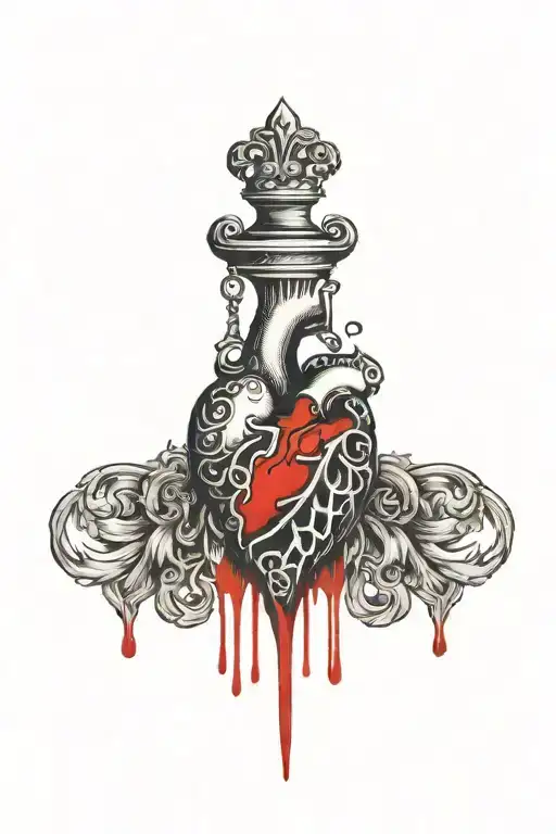 Gothic Heart Stabbed With A Knife And Dripping Blood