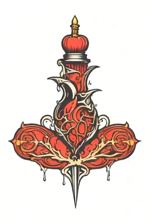 Gothic Heart Stabbed With A Dagger Dripping Blood