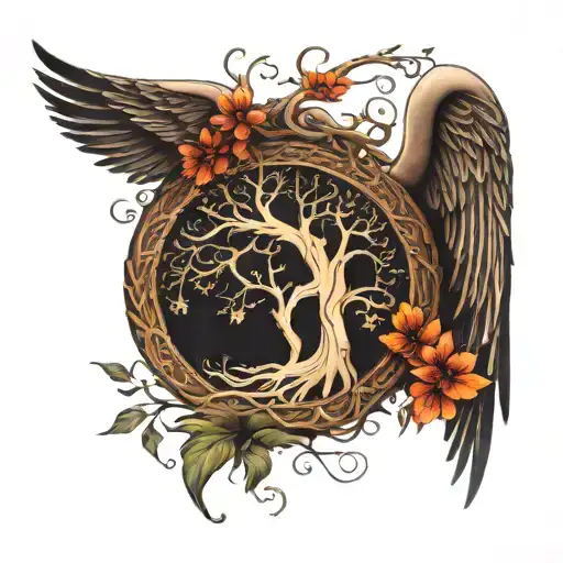 Tree Of Life With Angel Wings And Forever Symbol Incorporated