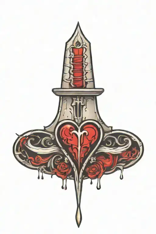 Gothic Heart Stabbed With A Dagger Dripping Blood