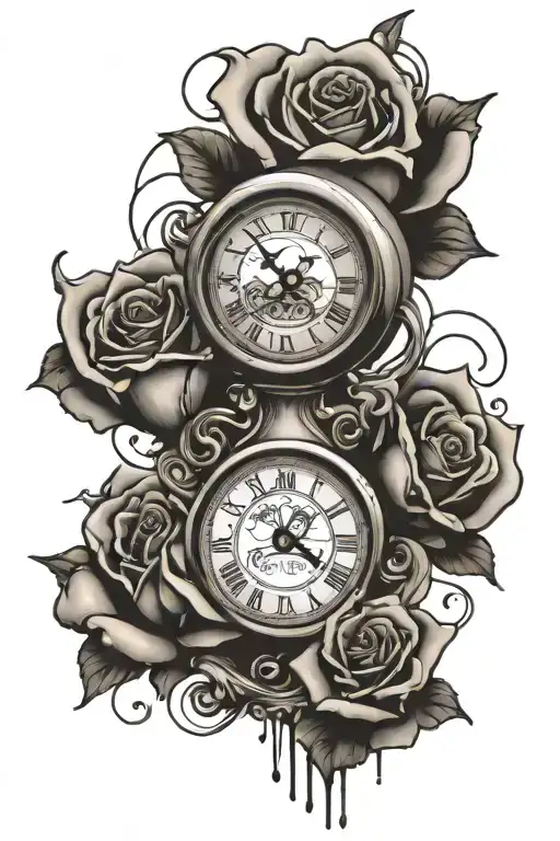 Roses Clock Melting Speakers Emitting Soundwaves Representing Pain And Love