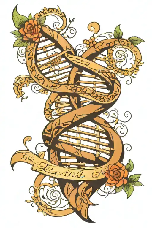 Dna Helix Intertwined With Names Written