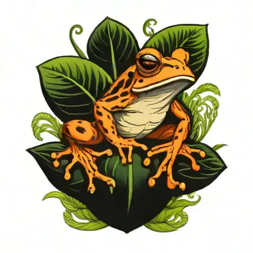 Coqui Frog Sitting On Quenepa Plant