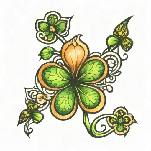 5 Leaf Clover Hand Tattoo Design