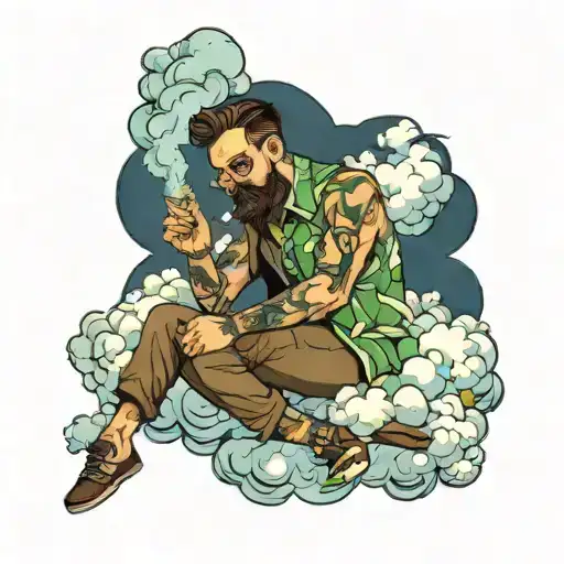 Man Lays On Cloud Smoking Weed