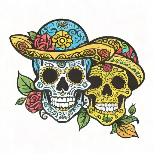 Mexican Skulls Colored Funny Sleeve Style Jamaica