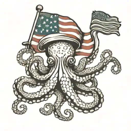 Octopus And An American Flag