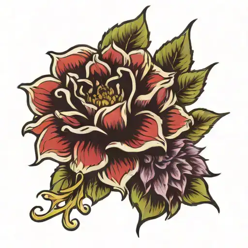 Money And Black Dahlia Flower