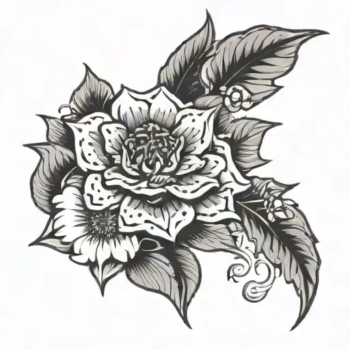 Money Surrounded By Black Dahlia Flower