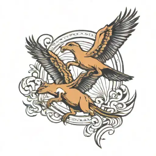 Kangaroo And Eagle Soaring