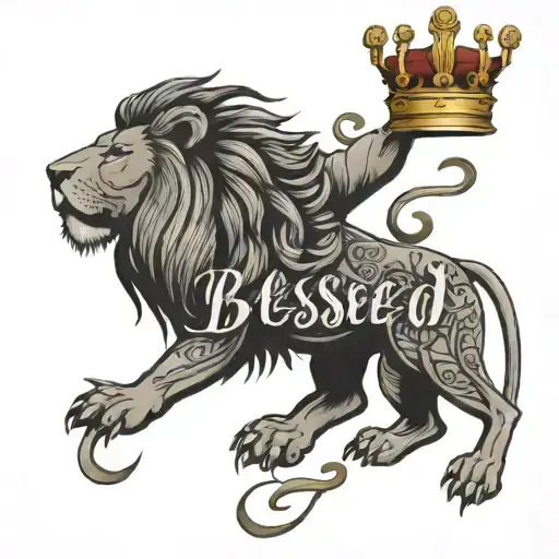 Blessed Lettering Above A Lion With A Crown