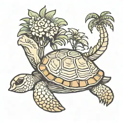 Turtle Palm Tree Sea Shell
