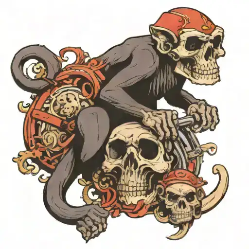 A Skull Of Monkey Riding